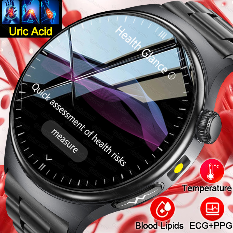 Gmt Dual Timezone Watch - Nieuwe Nauwkeurige ECG Smartwatch Bloedlipiden Vijf