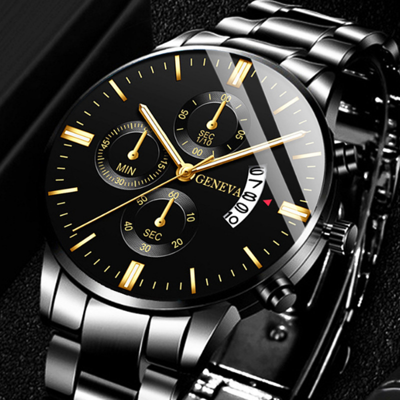 Luxury Watch Wallpaper - Luxe roestvrijstalen heren kalender quartz horloge