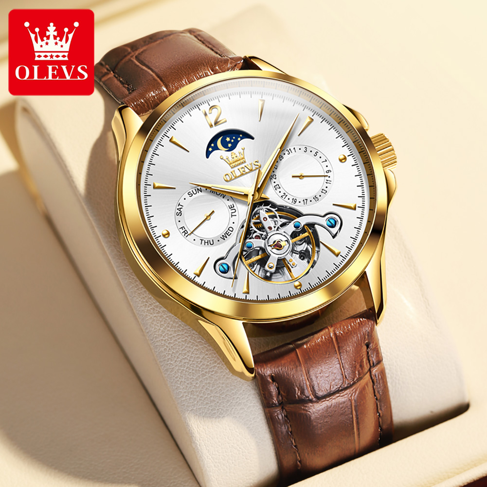 Tourbillon Movement Watch - OLEVS 6663 herenhorloge origineel mechanisch horloge