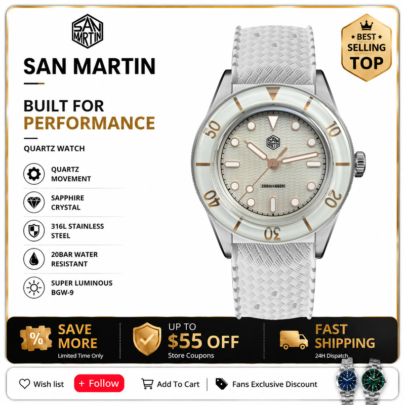 Guilloché Dial Watch - San Martin 32,5 mm dames quartzhorloge