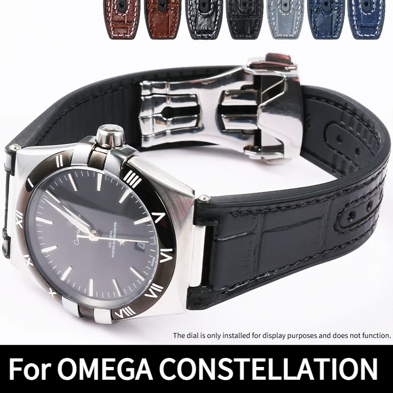 Omega Watch Constellation - Krokodilpatroon lederen horlogeband siliconen Man voor