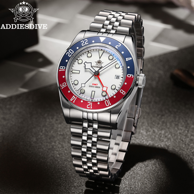 Addiesdive 39 mm heren quartz  - Gmt Dual Timezone Watch recensie en prijs