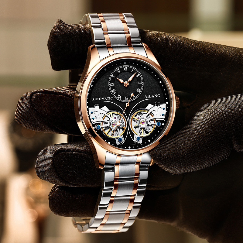 AILANG Gloednieuw mode dubbel  - Tourbillon Movement Watch recensie en prijs